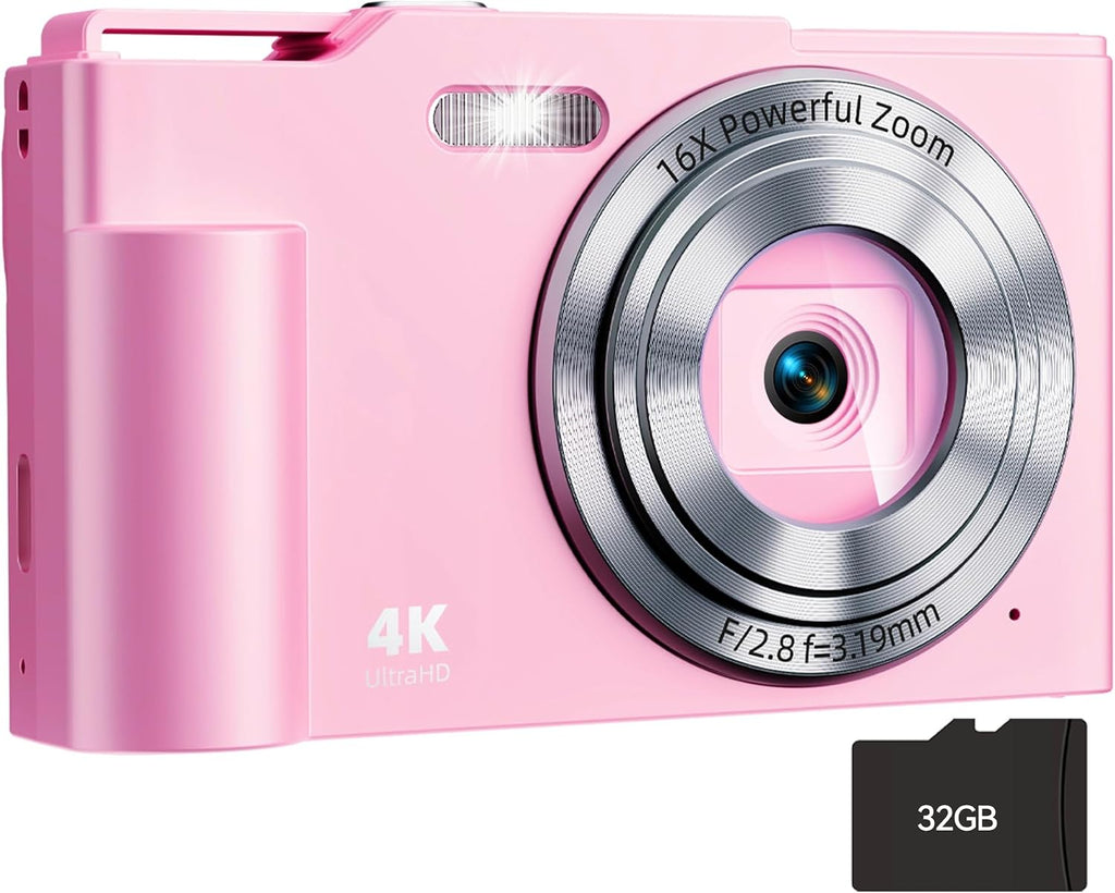 Cámara digital, FHD 4K Cámara digital de apuntar y disparar con zoo...