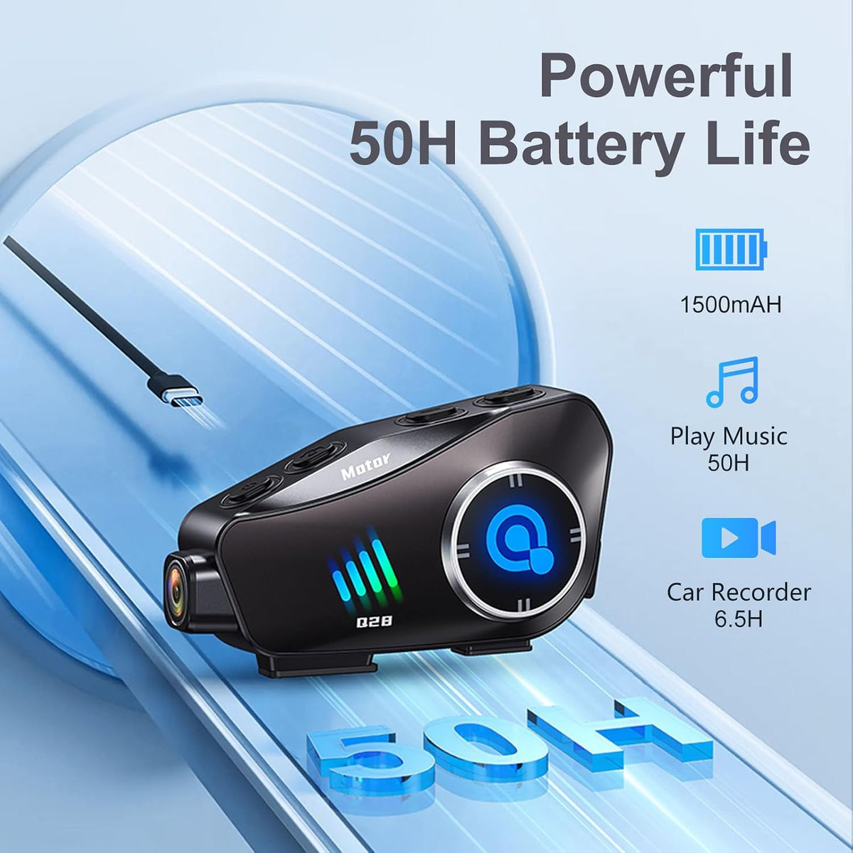 BTQILEYOO Auriculares de Bluetooth para Casco de Motocicleta, Graba...