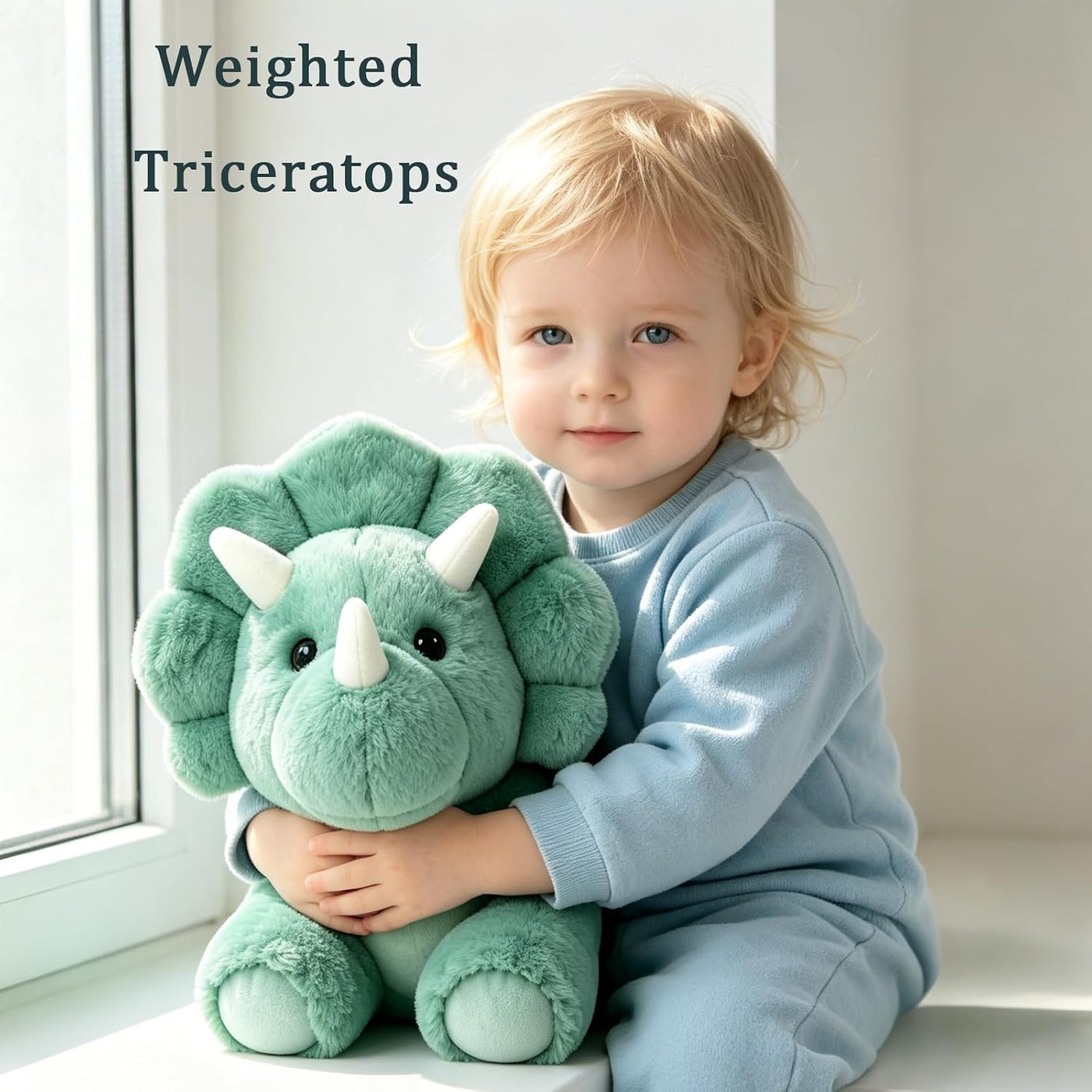 JUSTQUNSEEN Juguete de dinosaurio de peluche de triceratops con pes...
