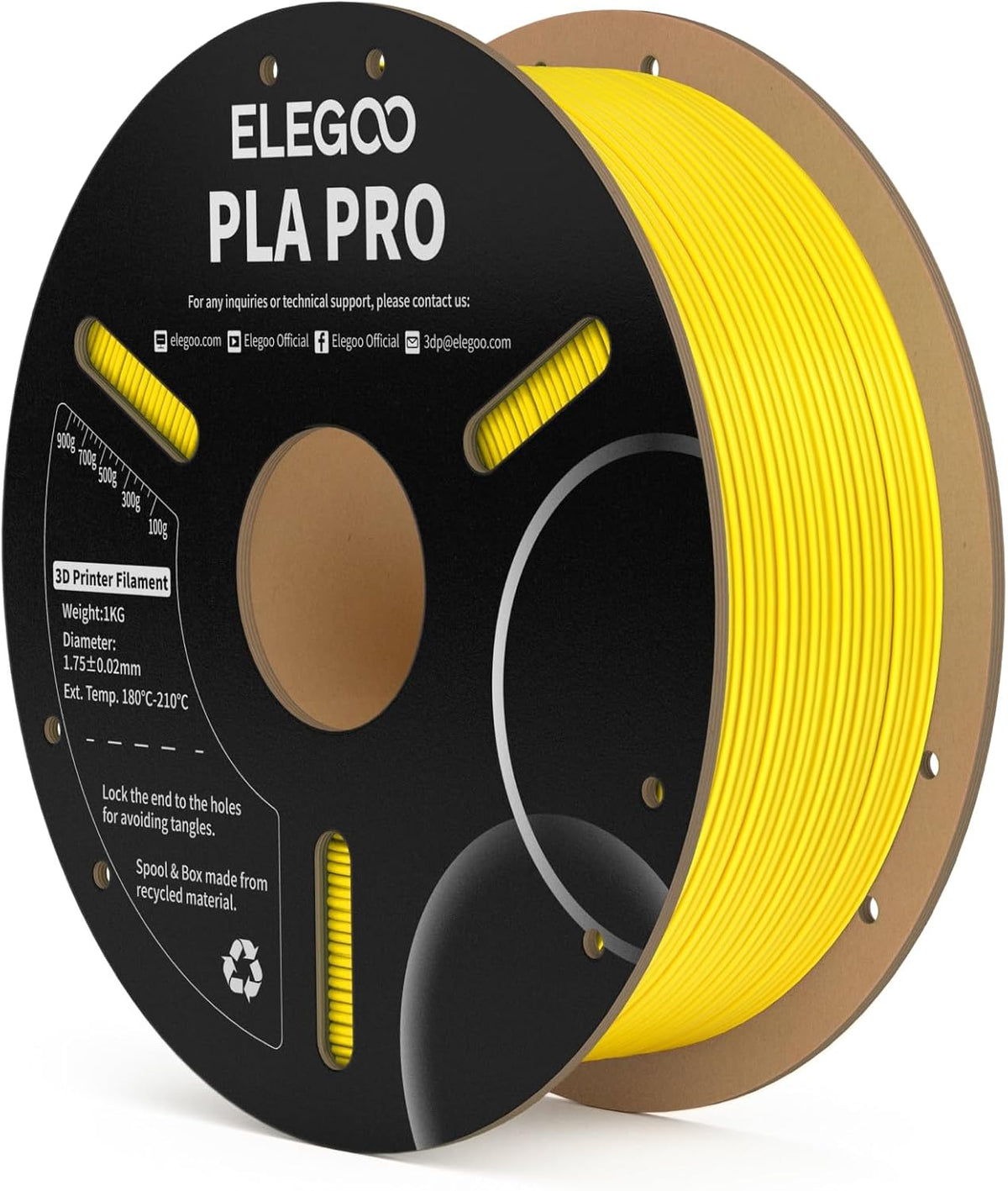 ELEGOO PLA PRO Filamento 1.75mm Amarillo 1KG, velocidad de impresió...