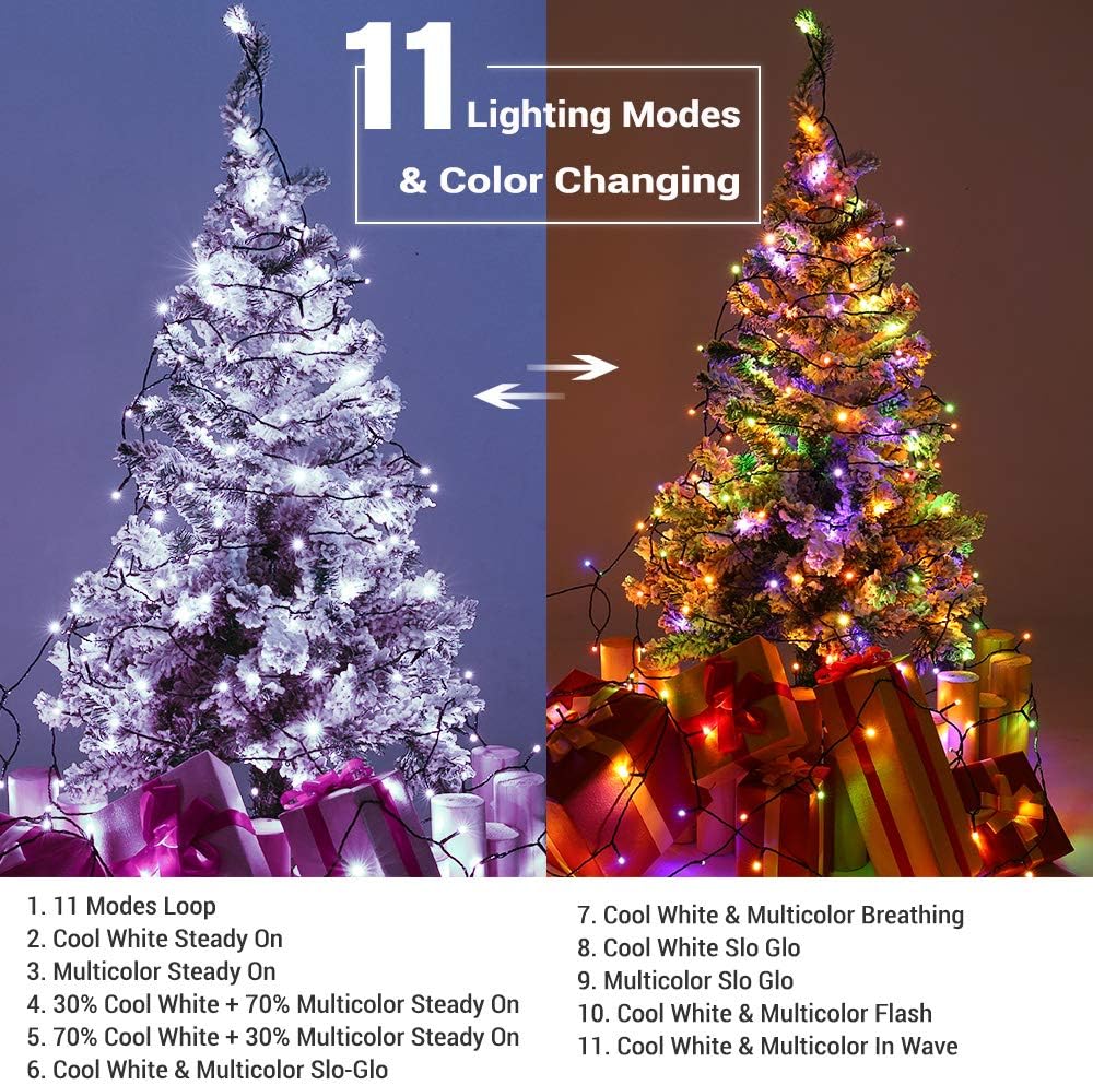 Brizled Luces de Navidad para exteriores, 180.4 pies, 500 luces LED...