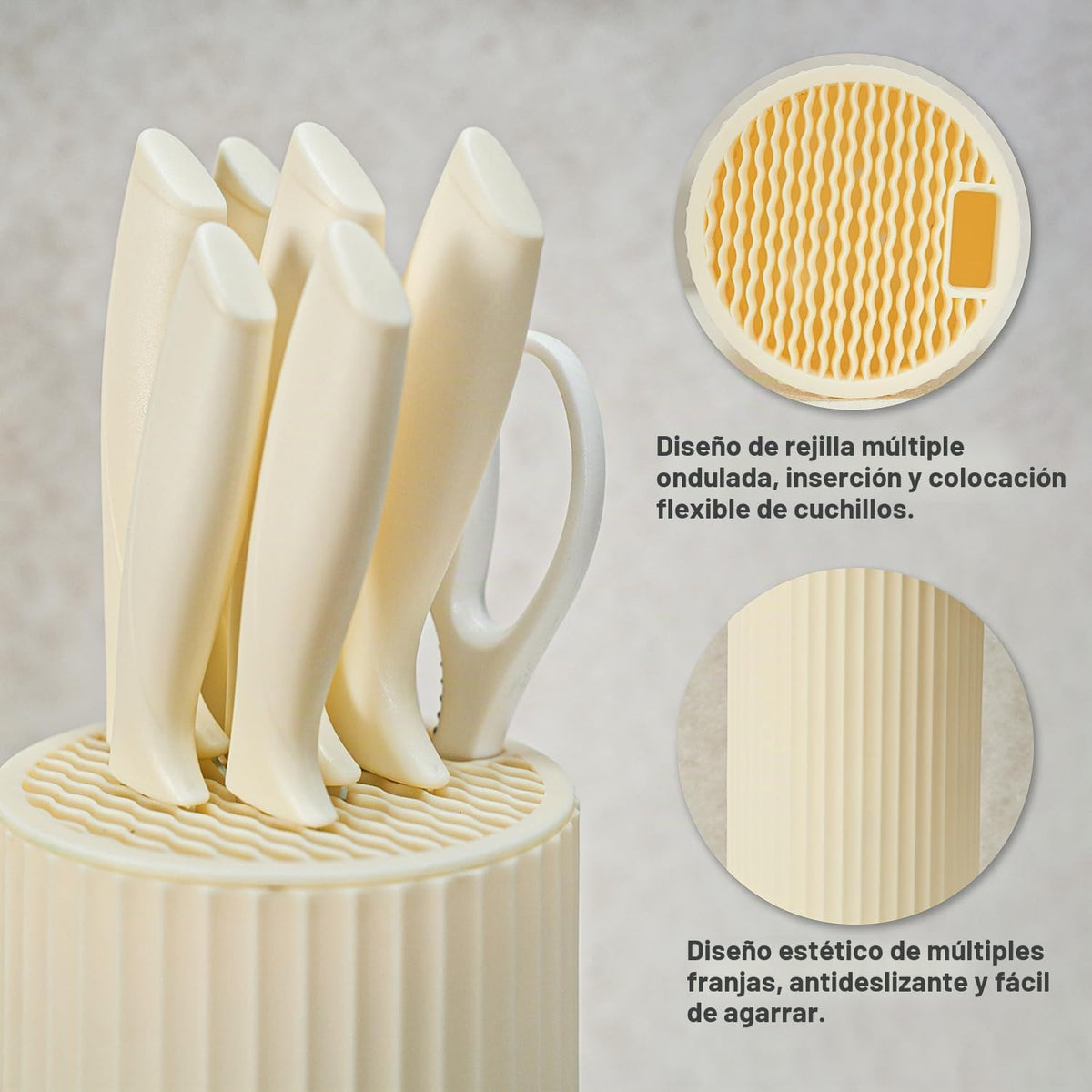 NULAS Juego de cuchillos de cocina de 8 piezas con bloque universal...