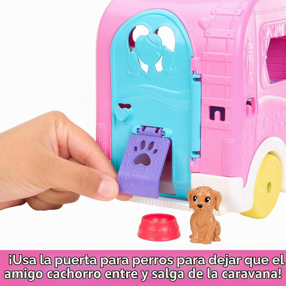 Barbie Camper, Chelsea 2 en 1 Playset | Muñeca pequeña, 2 mascotas...