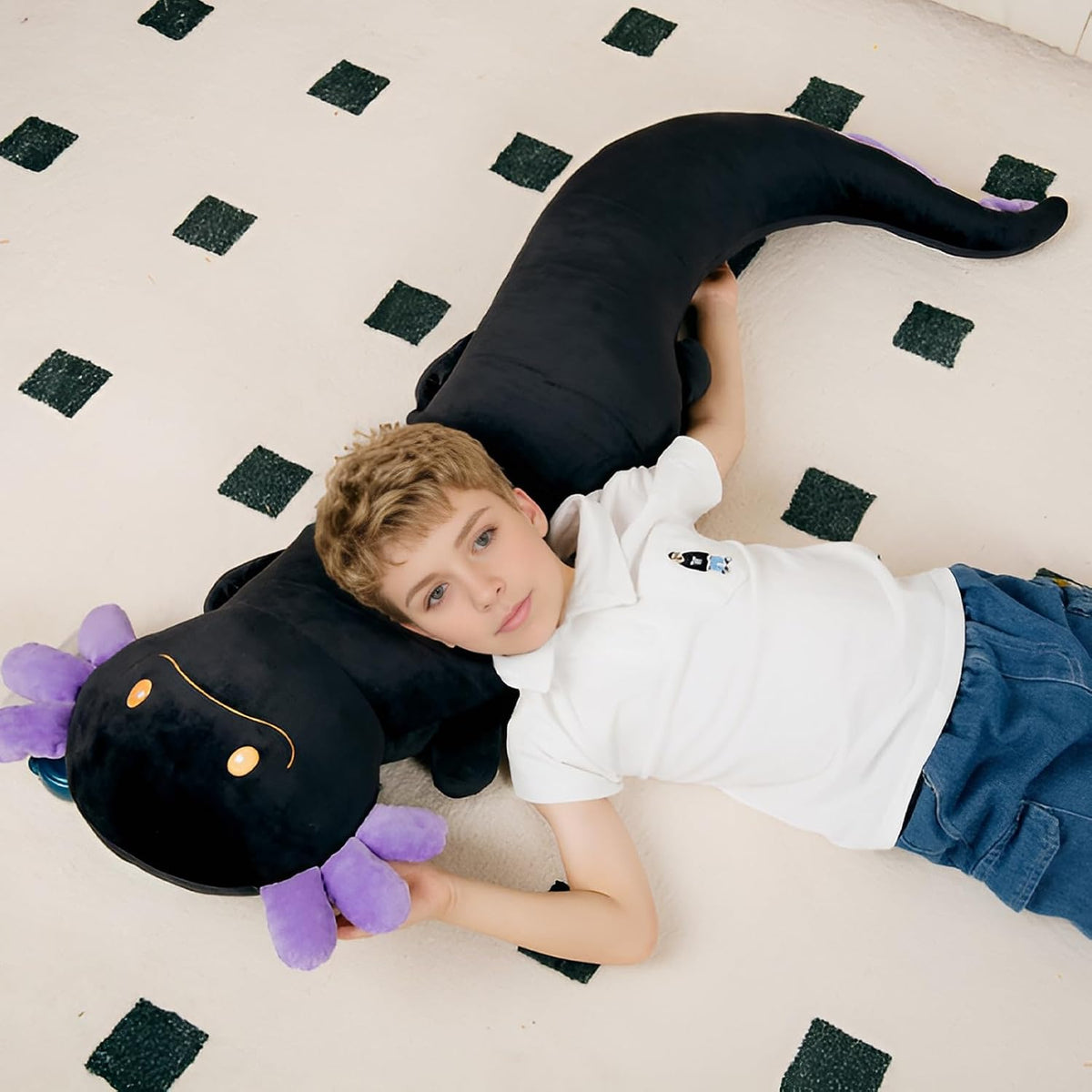 Tianmihou Peluche de ajolote gigante de 36 pulgadas, peluche fluore...