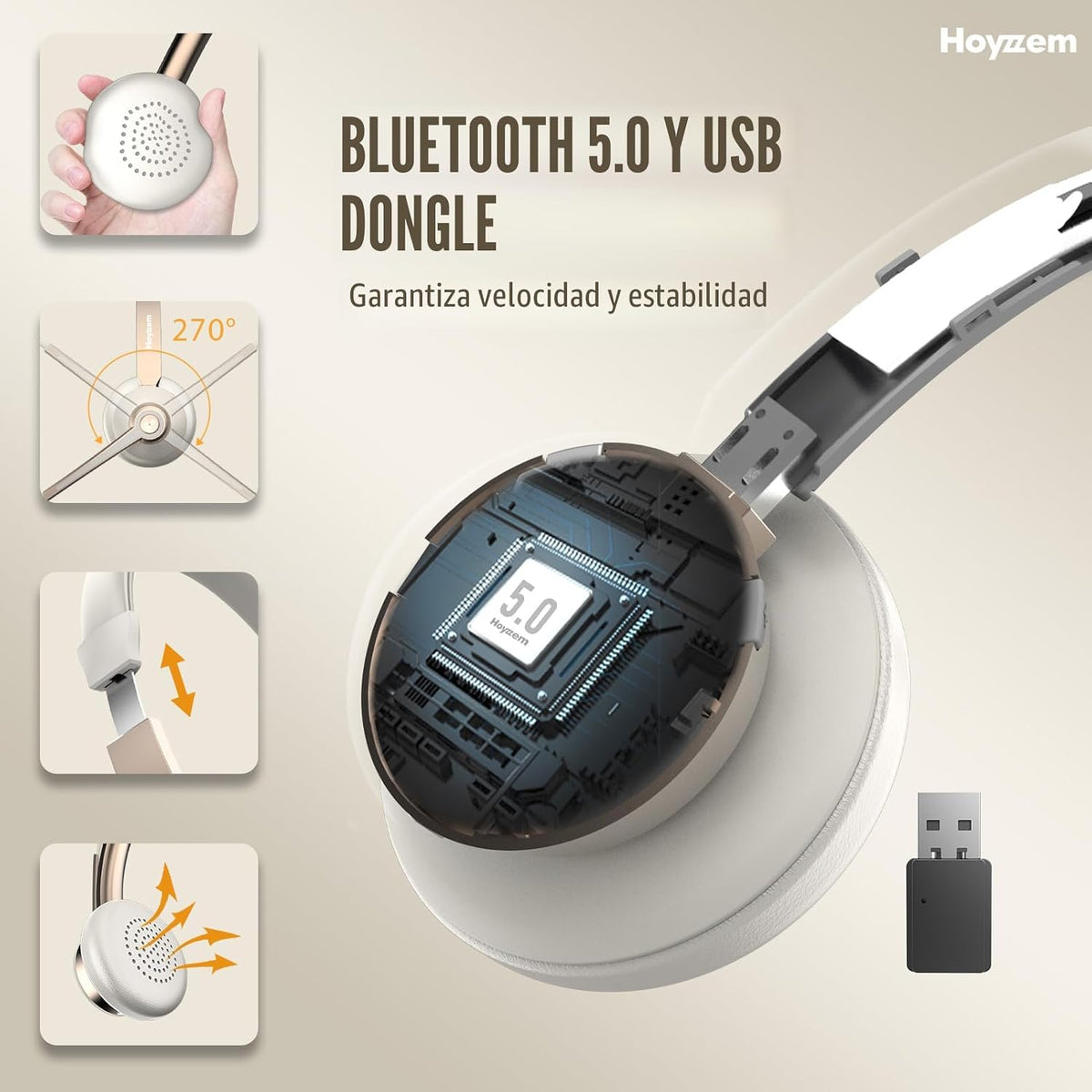 Auriculares Bluetooth, Auriculares Inalámbricos con Micrófono de Ca...