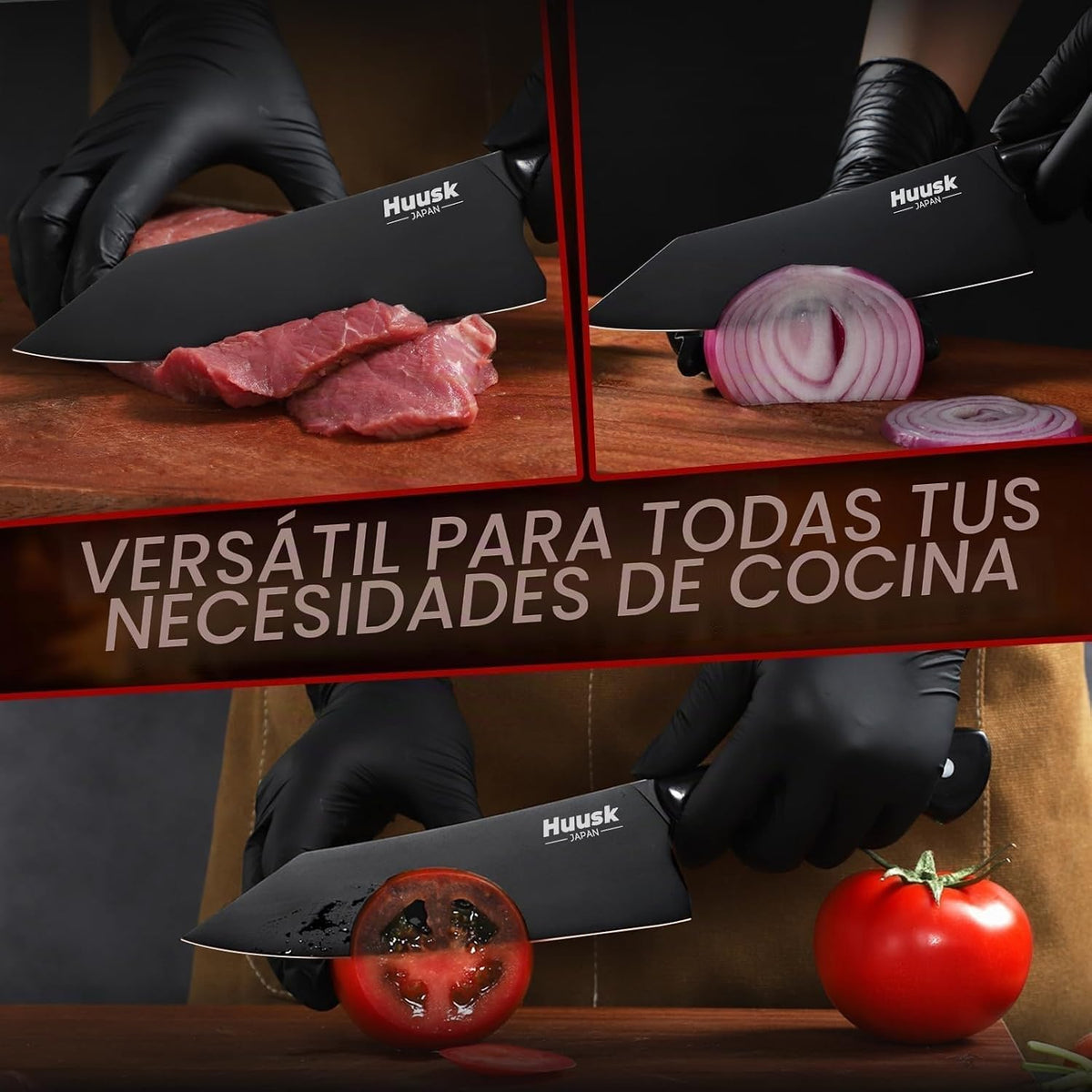 Huusk - Cuchillo de chef japonés para cocina, cuchillo Kirisuke de...