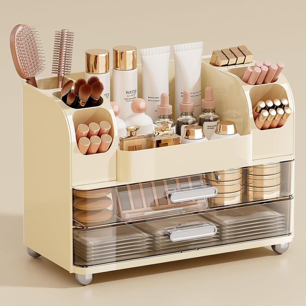 UFORU Organizador de maquillaje para encimera con 2 cajones grandes...
