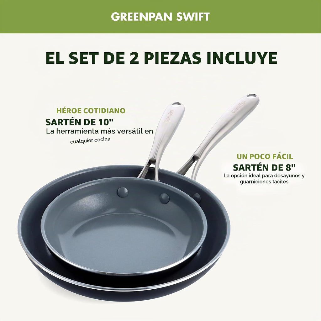GreenPan Swift - Juego de sartenes antiadherentes de cerámica salud...