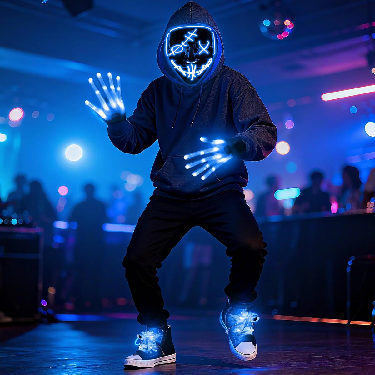 Conjunto de cordones para zapatos y guantes con máscara LED, kit de...