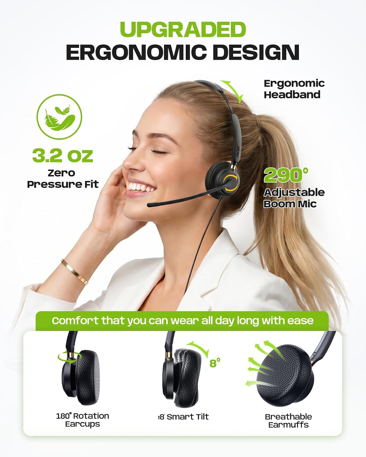 Acer Auriculares USB con micrófono para PC, auriculares de computad...