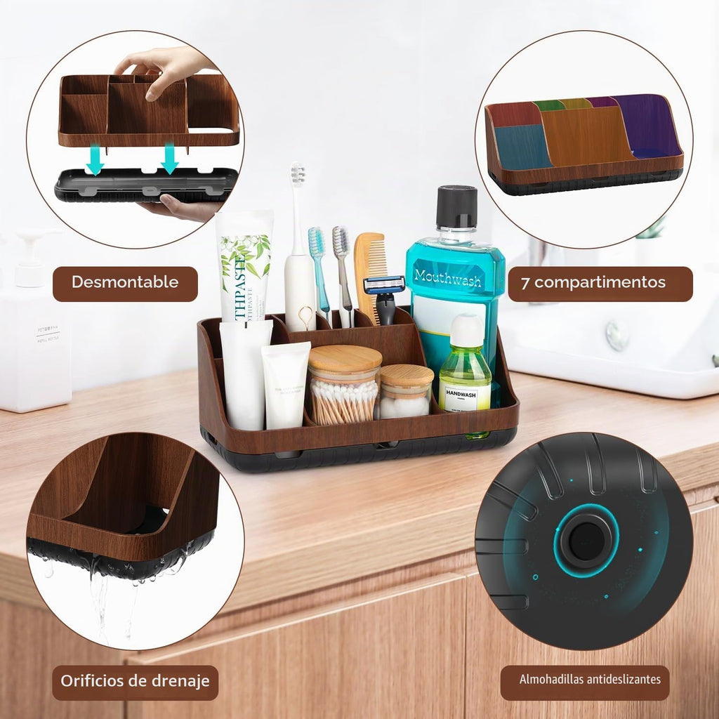 GFWARE Portacepillos de dientes de madera para baños, organizador d...