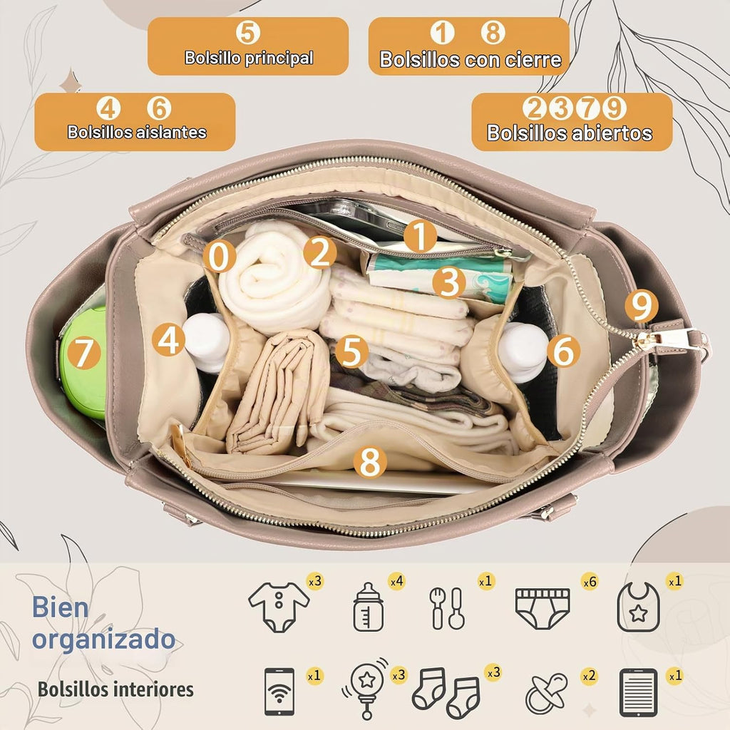 miss fong Bolso de pañales de cuero con diseño a cuadros, mochila g...