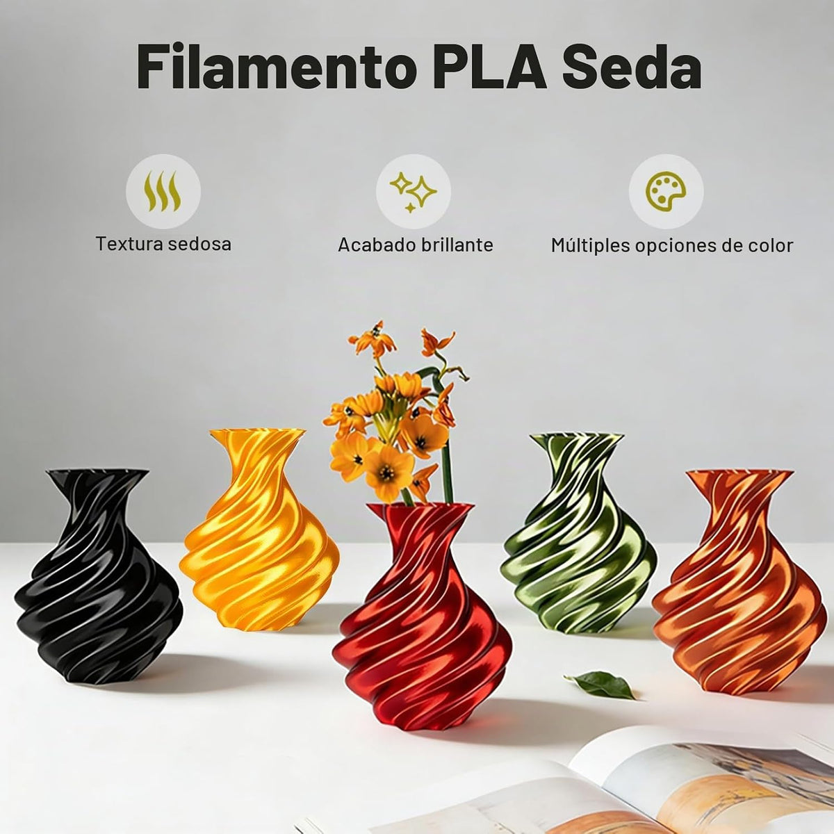 ERYONE Filamento de seda PLA+ de 0.07 in, brillante para impresora...