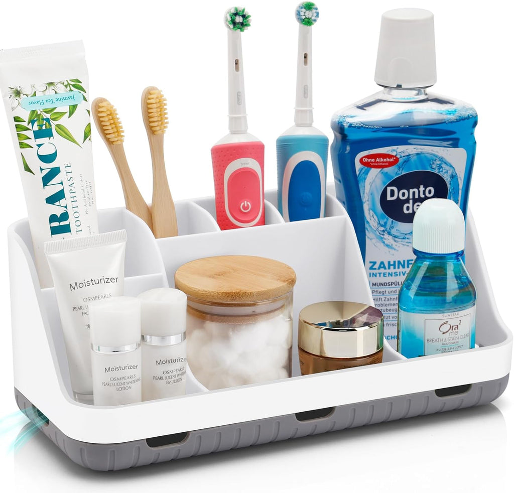 GFWARE Soporte para cepillos de dientes para baño, organizador de e...