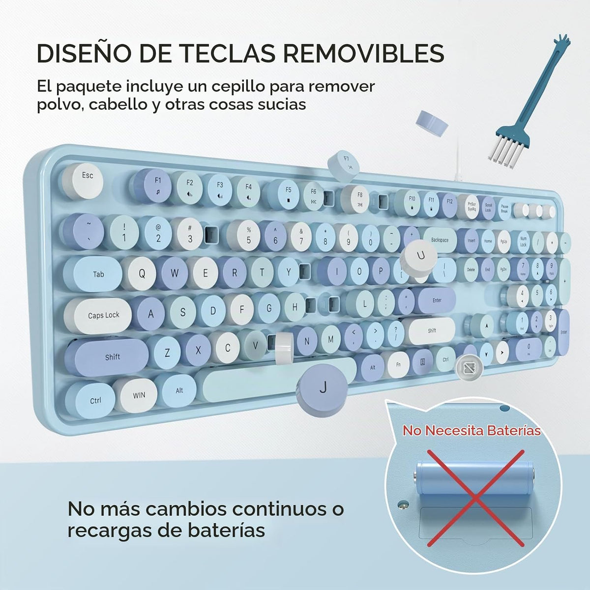 Dilter - Teclado con cable, teclado de tamaño completo tipo máquina...