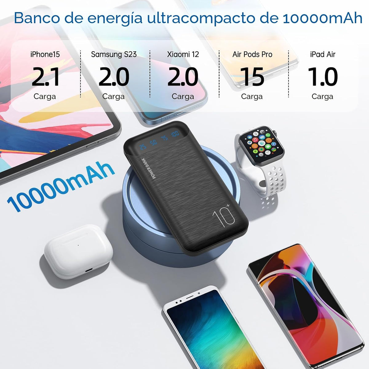 YOBON Power Bank 10000mAh Cargador portátil Paquete de batería delg...