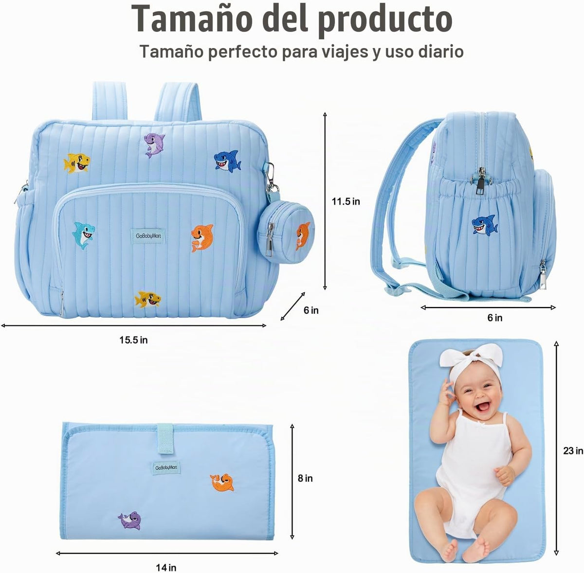 GOBABYMART Mochila para pañales con cambiador \u2013 Bolsa de viaje...