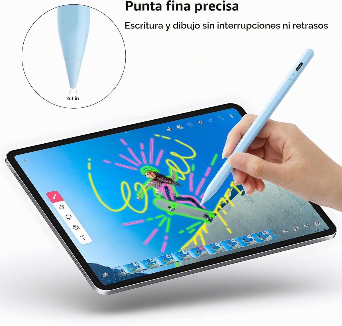 Lápiz para Apple Stylus Pen para iPad A16 rechazo de palma y sensib...