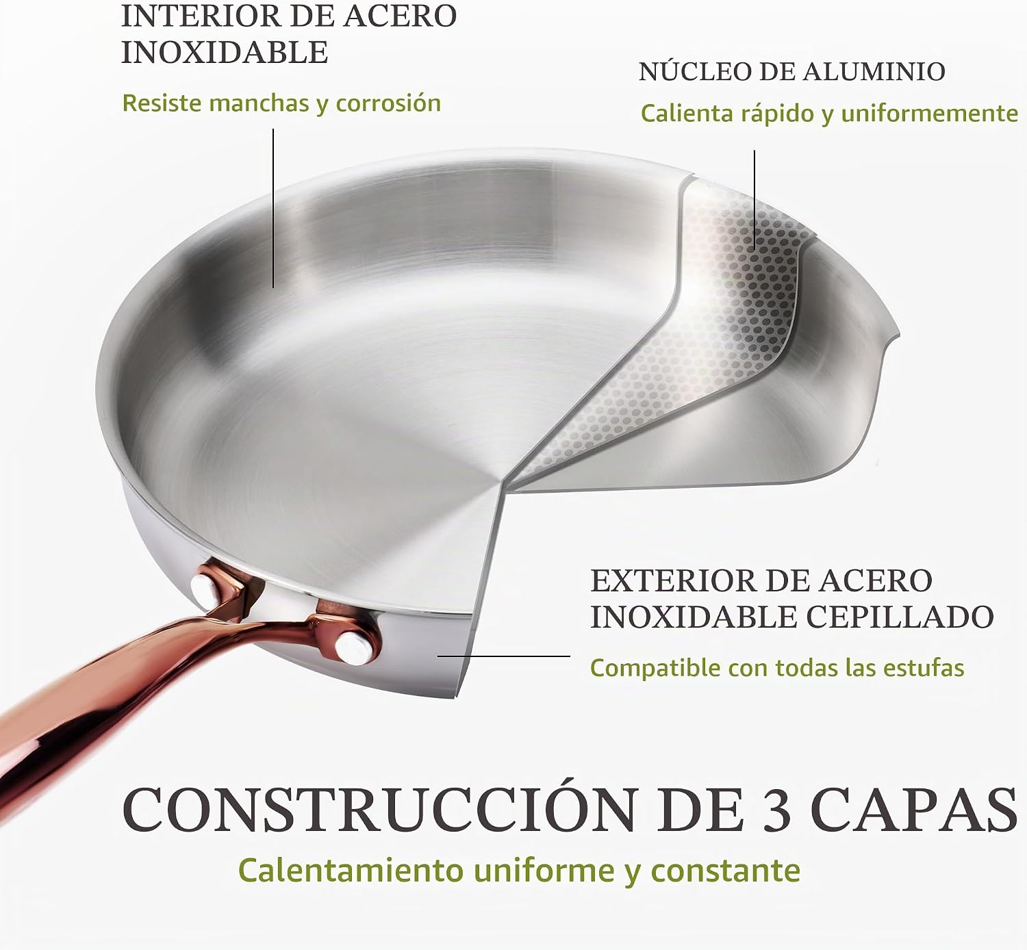 CAROTE Juego de utensilios de cocina de acero inoxidable de tres ca...