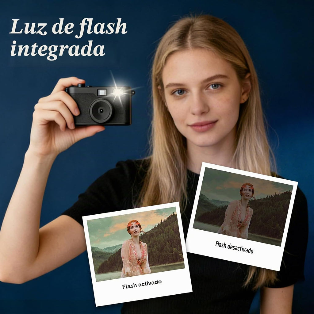 Cámara digital vintage, cámara digital reutilizable de 12 MP sin pa...