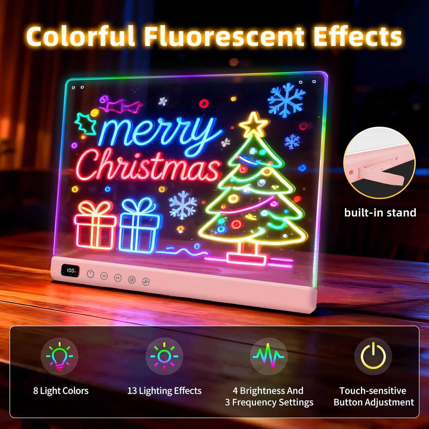 Lumiboard Tablero de dibujo LED con 13 efectos de luz, tablero de n...