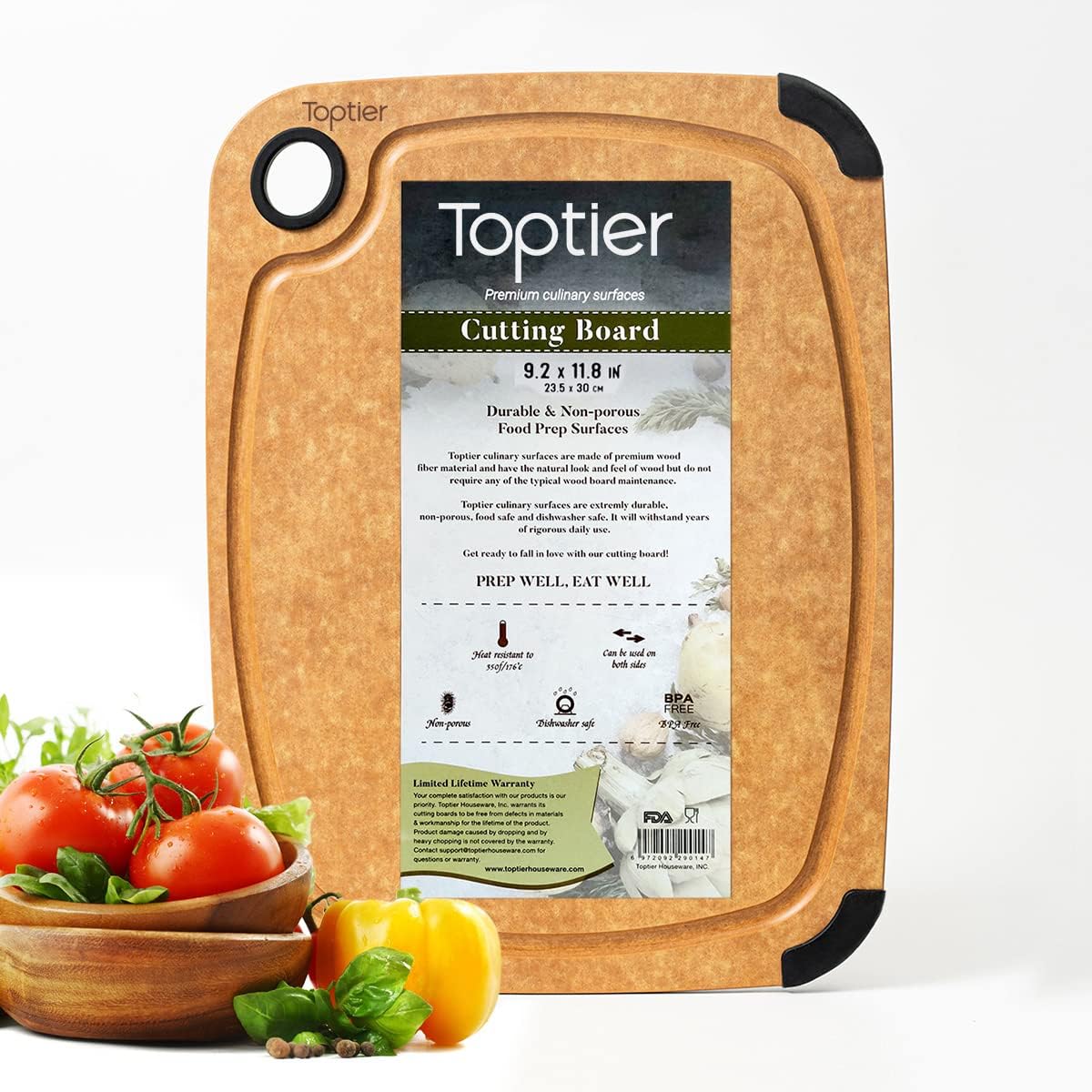 Tabla de cortar de fibra de madera Toptier para cocina - Antidesliz...