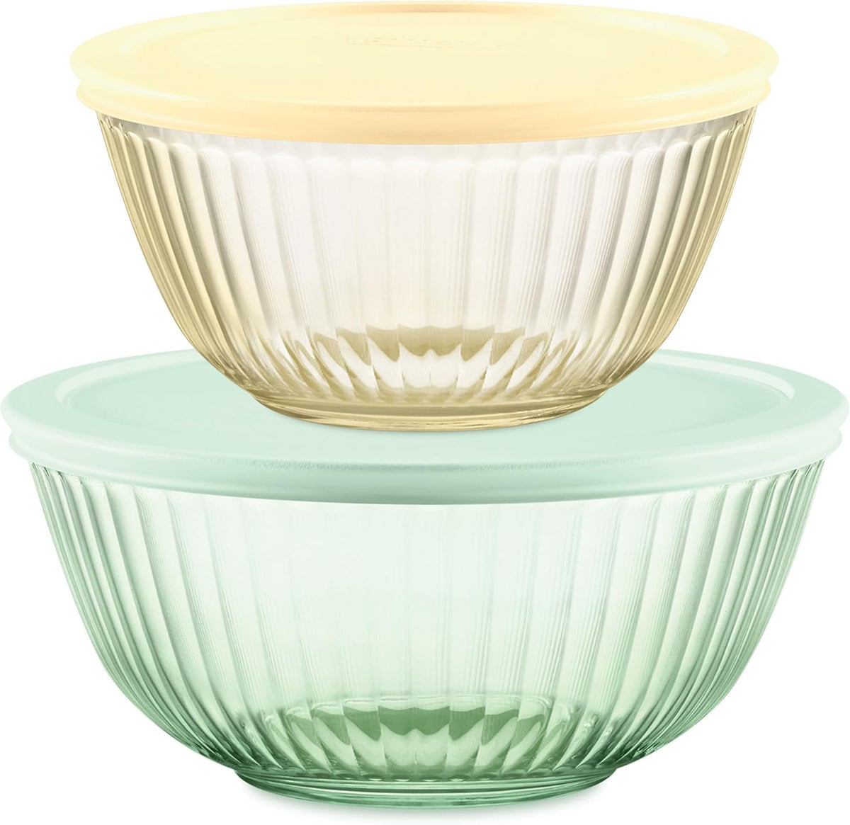Pyrex Colors - Paquete de 2 recipientes de vidrio tallado de color...