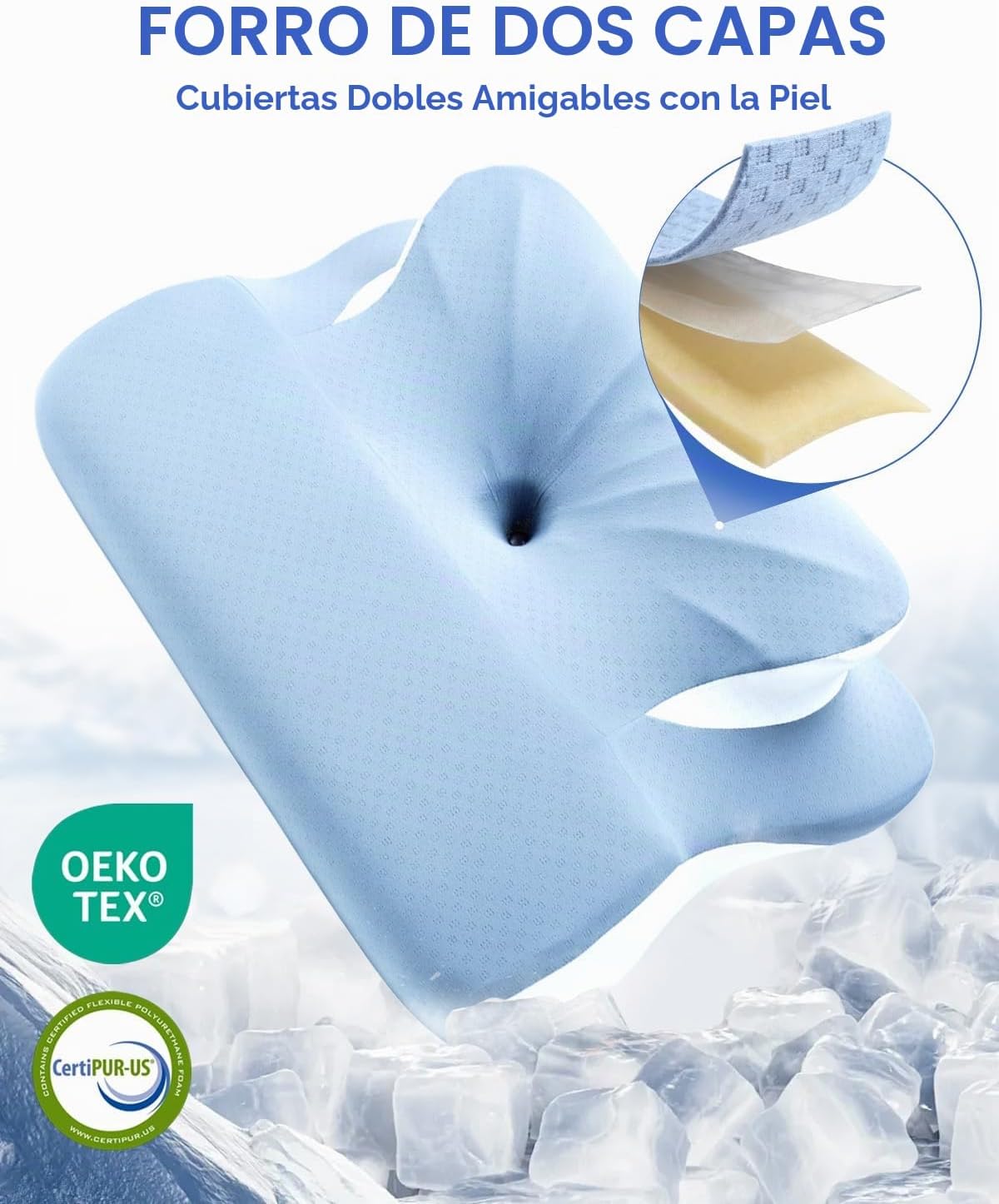 Almohada cervical ergonómica, doble cara cuello y hombro, alivio de...