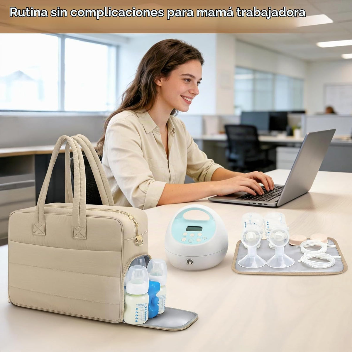 Bolsa para extractor de leche materna con bolsillo aislado para enf...