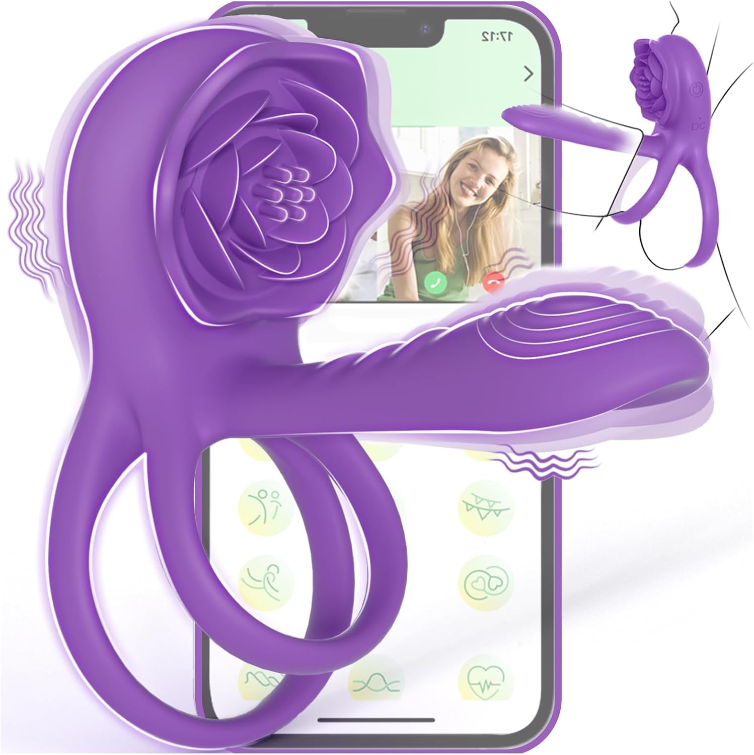 Juguete Sexual Rosa para Hombres y Mujeres - Anillo Vibrador para P...