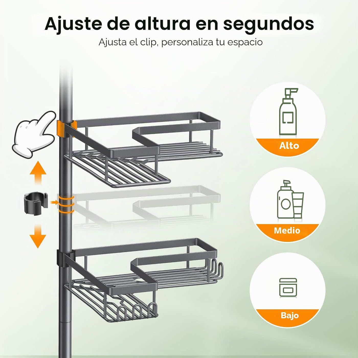 HAMITOR Poste de tensión esquinero para ducha: estante organizador...