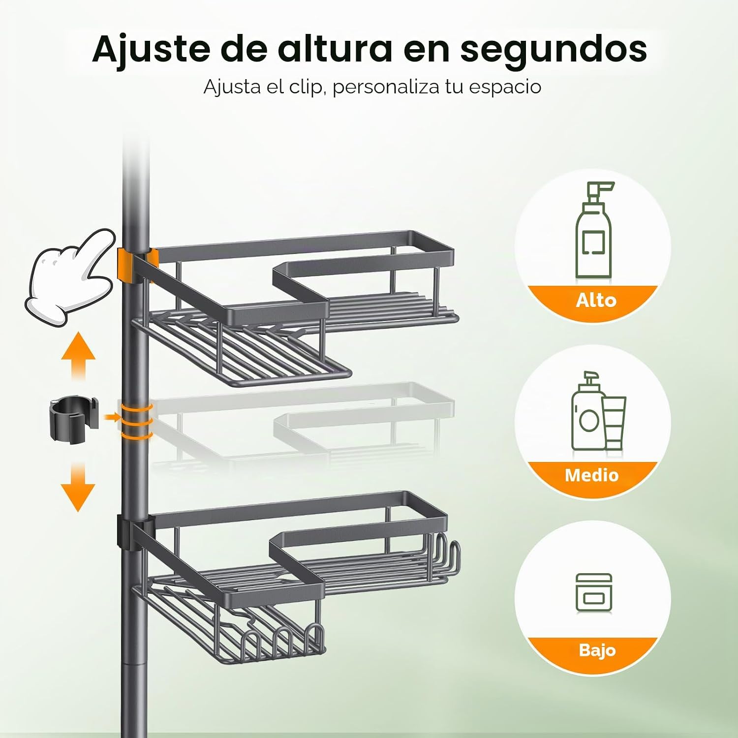 HAMITOR Poste de tensión esquinero para ducha: estante organizador...