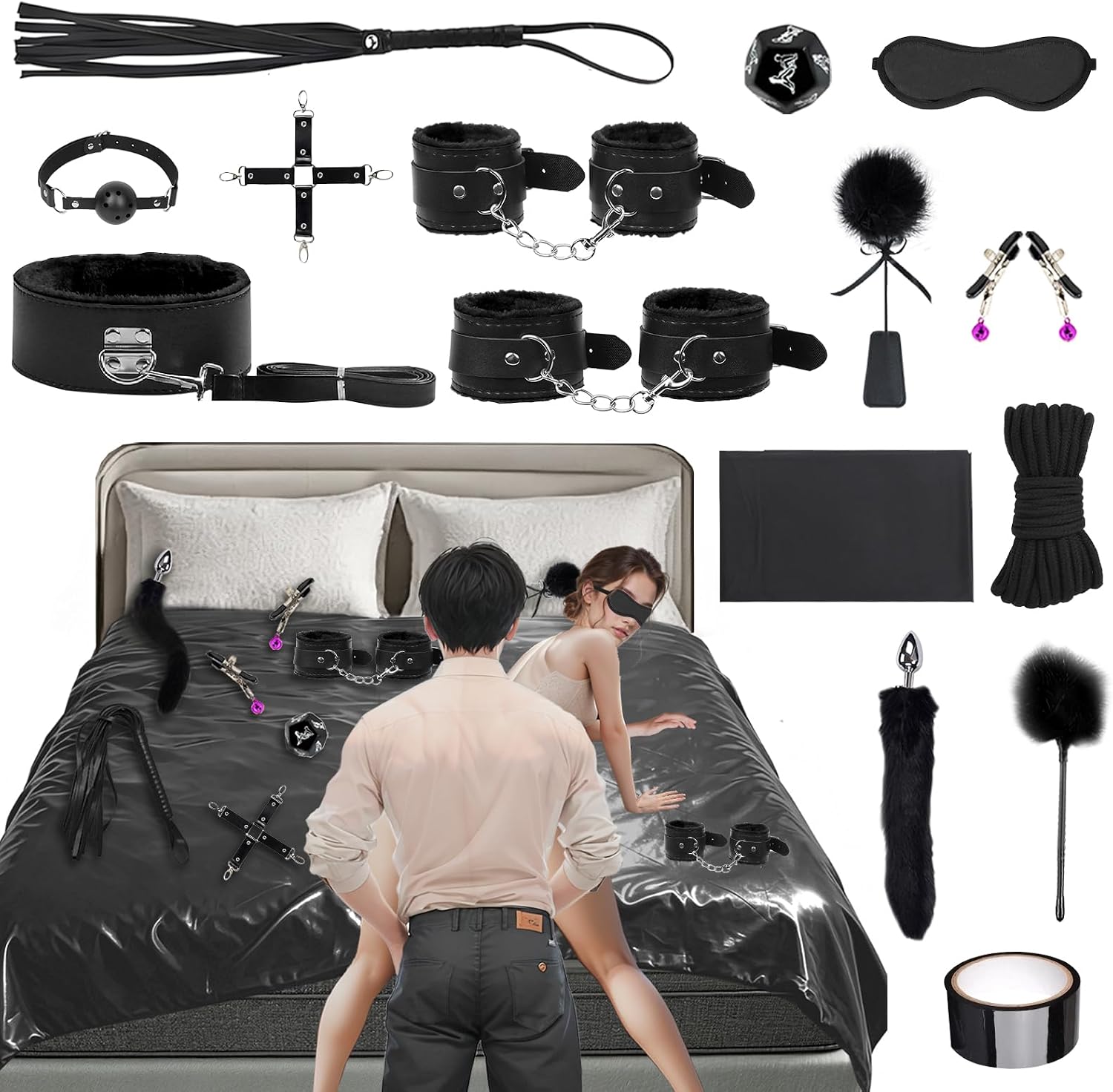 BDSM Bondage Kit de juguetes sexuales, 8 piezas, juego de bondage s...