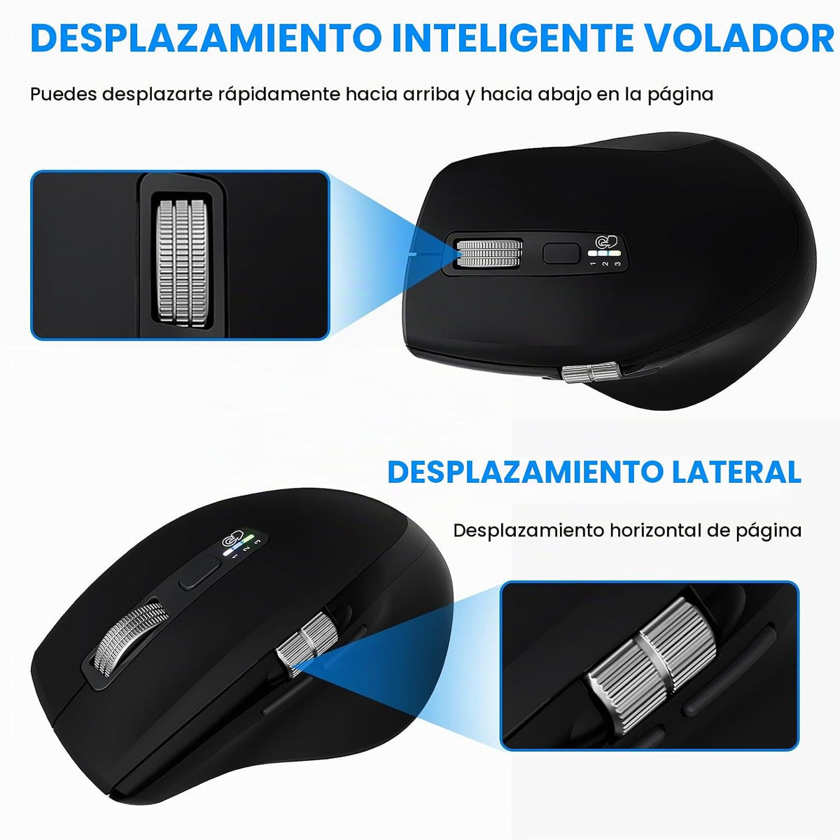 INFINMIND Ratón inalámbrico Bluetooth con desplazamiento lateral y...