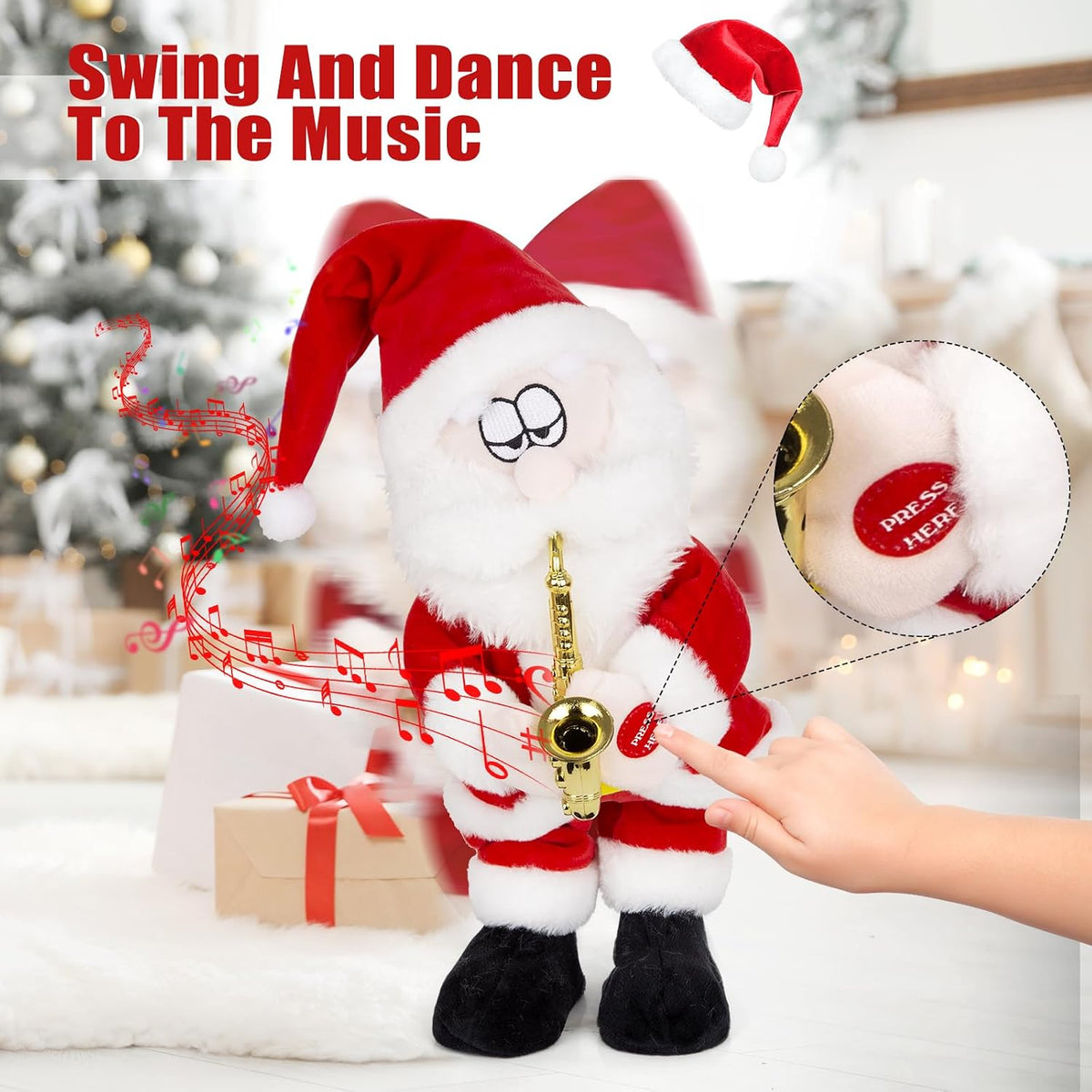 Cantando Bailar y Saxofón Tocando Santa Claus, Animatronics Navidad...
