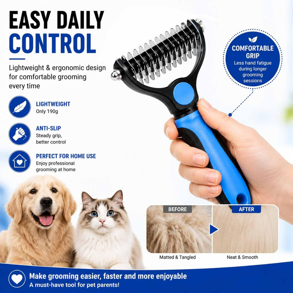 Herramienta de aseo para mascotas 2 en 1 para perros y gatos, juego...