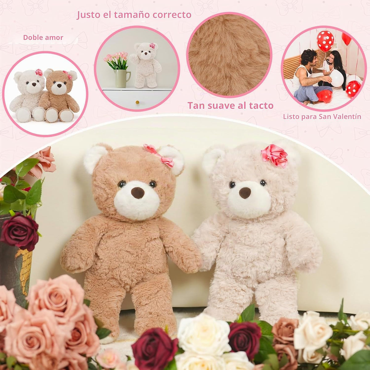 Muiteiur Paquete de 2 osos de peluche a granel, juego de oso de pel...