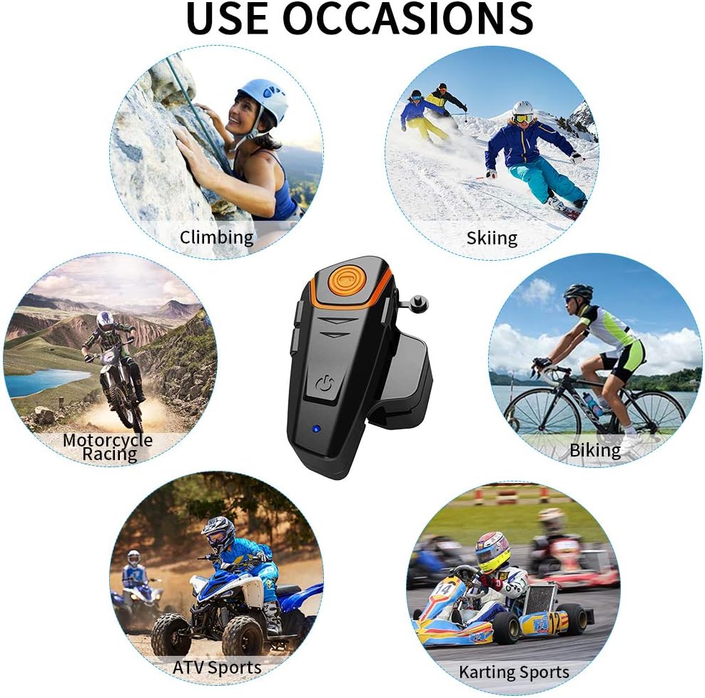 Dgakcvb Auriculares Bluetooth para motocicleta, BT-S2 Bluetooth 5.0...