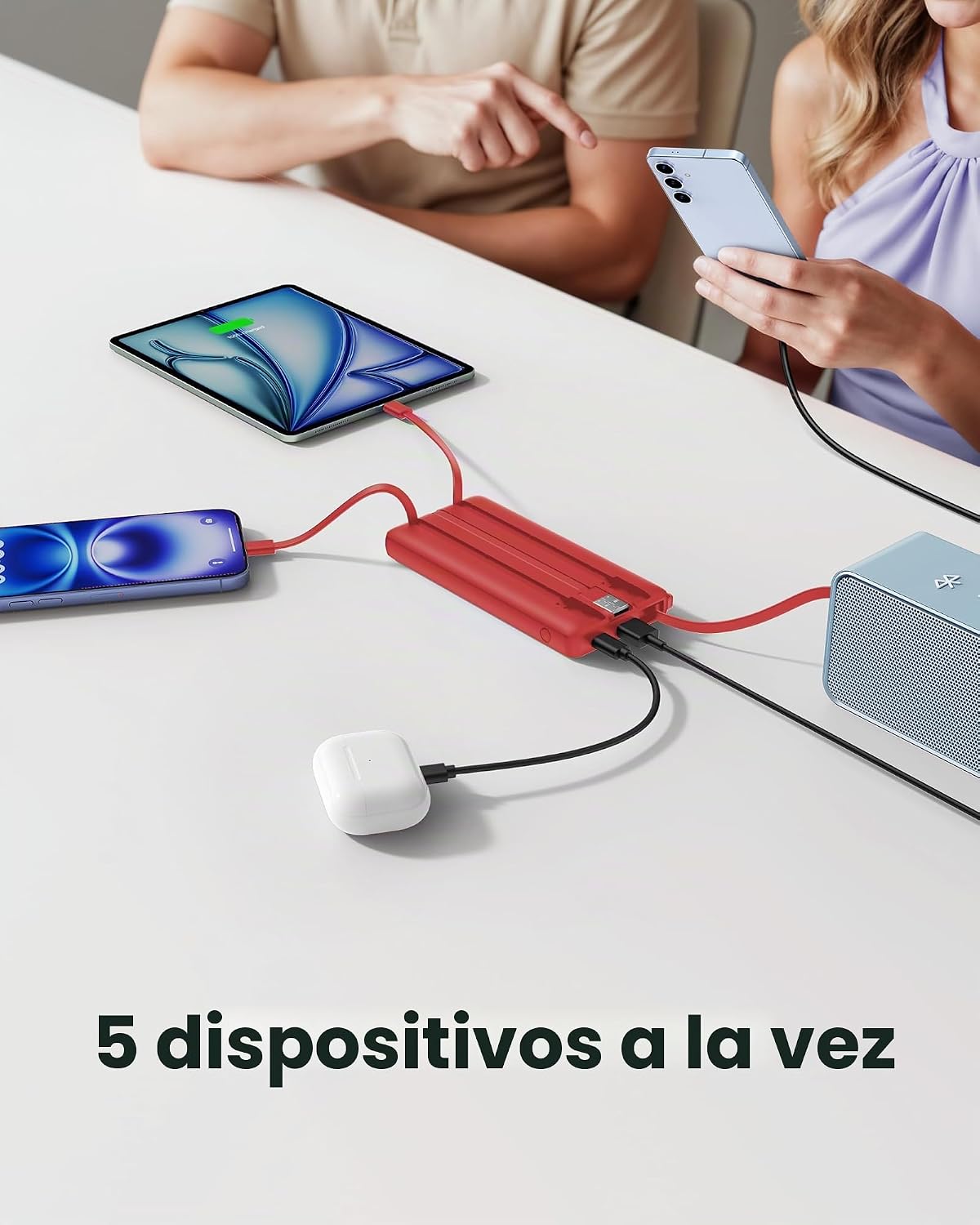 Coowisty Cargador portátil, batería externa con cables, luz de 1000...