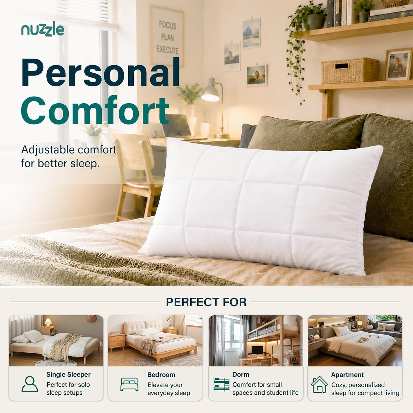 Nuzzle - Almohada de enfriamiento ajustable para dormir de lado, al...