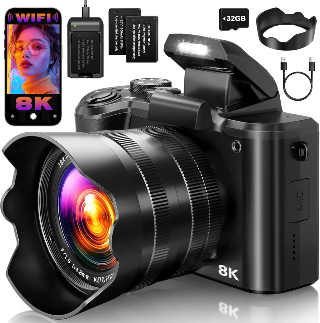 Cámaras digitales 8K para fotografía, enfoque automático 2026 88MP...