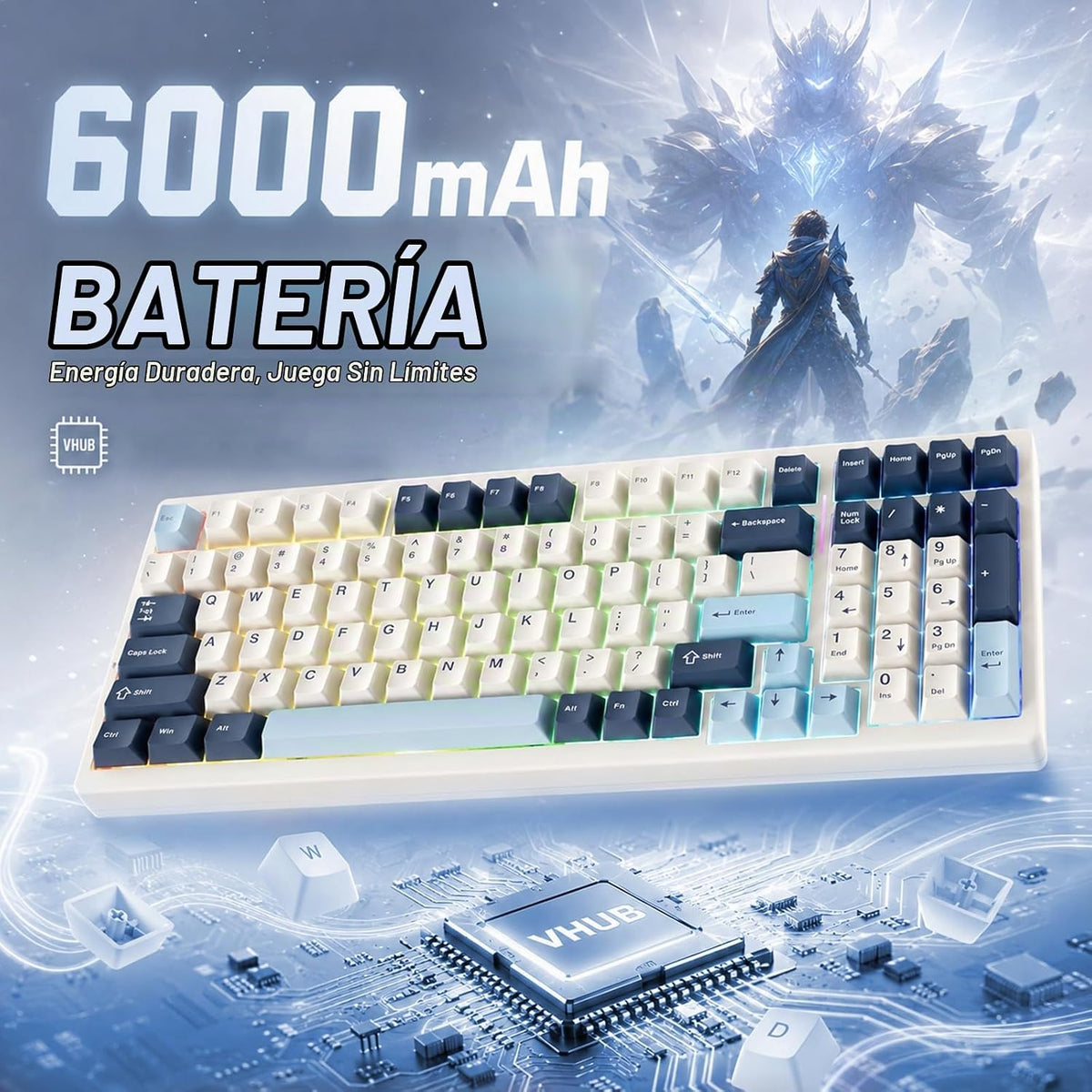 VGN Teclado mecánico inalámbrico para juegos S99, teclas de tres mo...