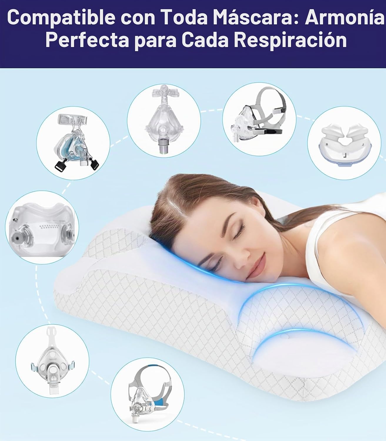 Almohada IKSTAR para sueño profundo CPAP para dormir de lado para t...