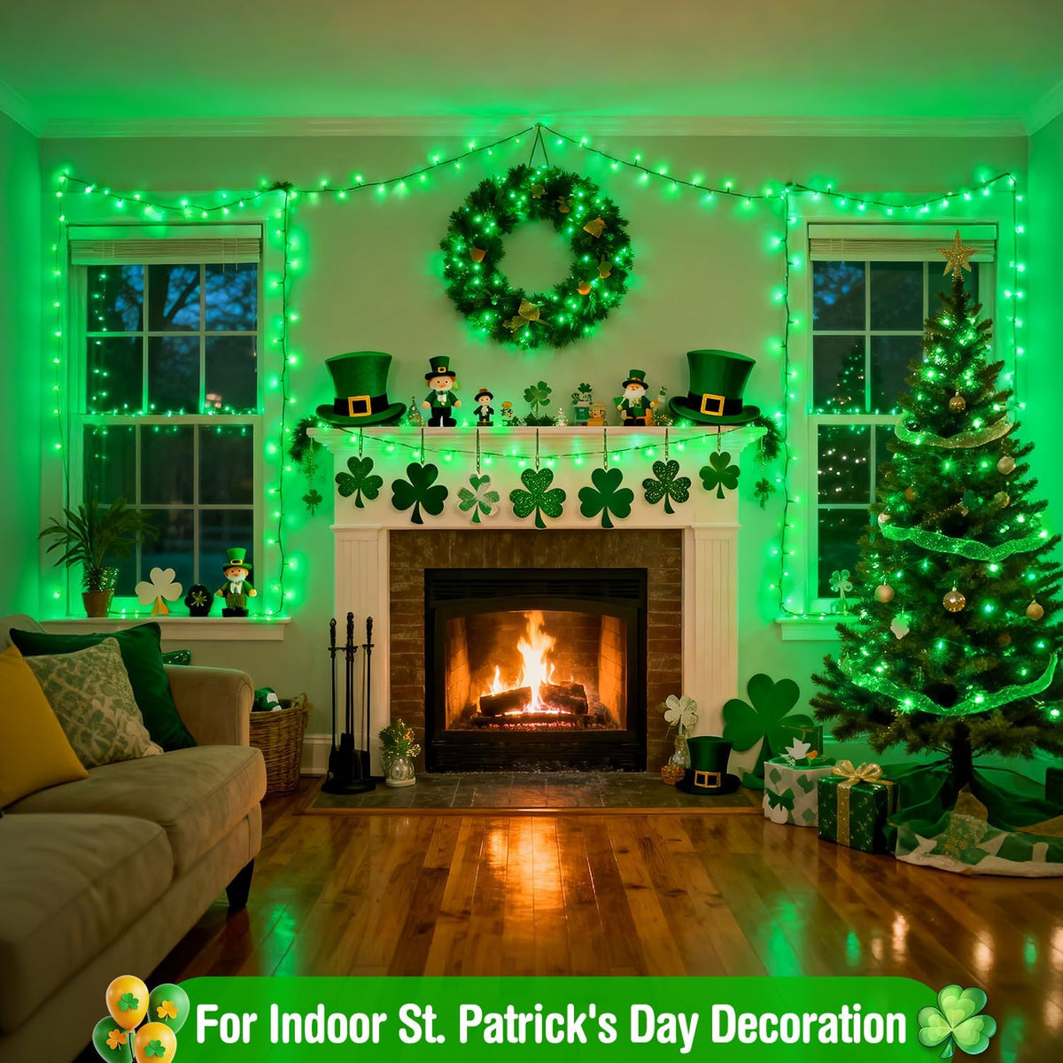 JMEXSUSS Guirnalda de 250 luces LED verdes, luces de Navidad de 91....