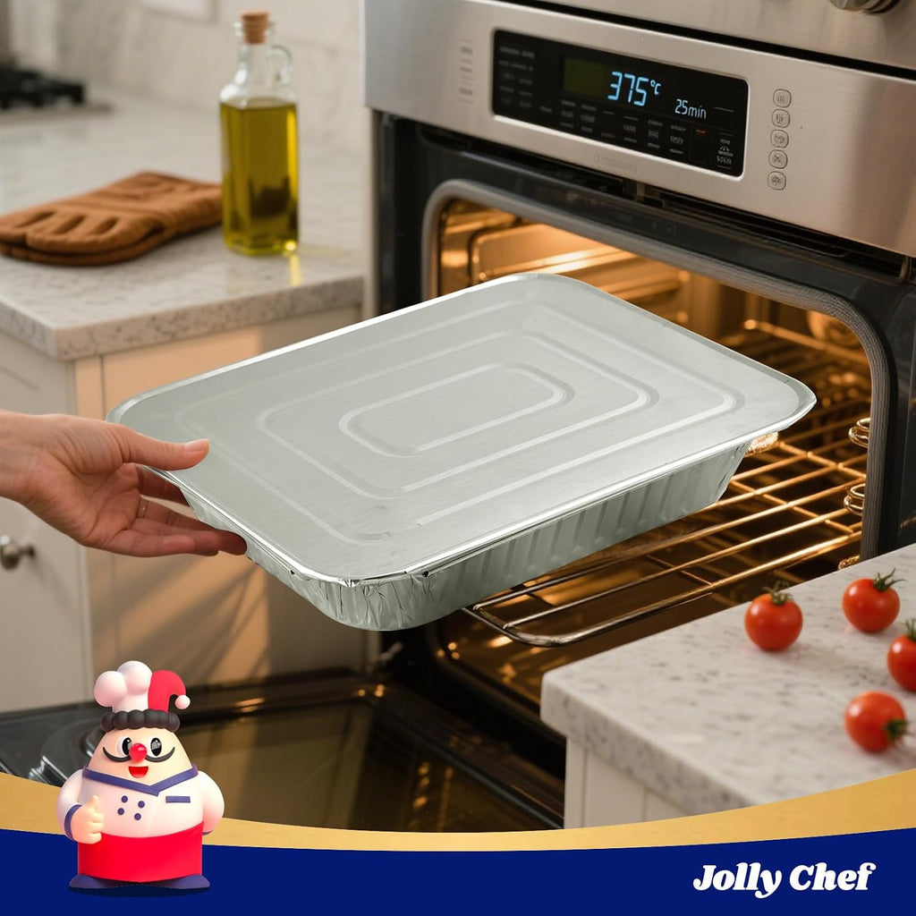 JOLLY CHEF Bandejas de aluminio de 9 x 13 con tapas (25 unidades) -...
