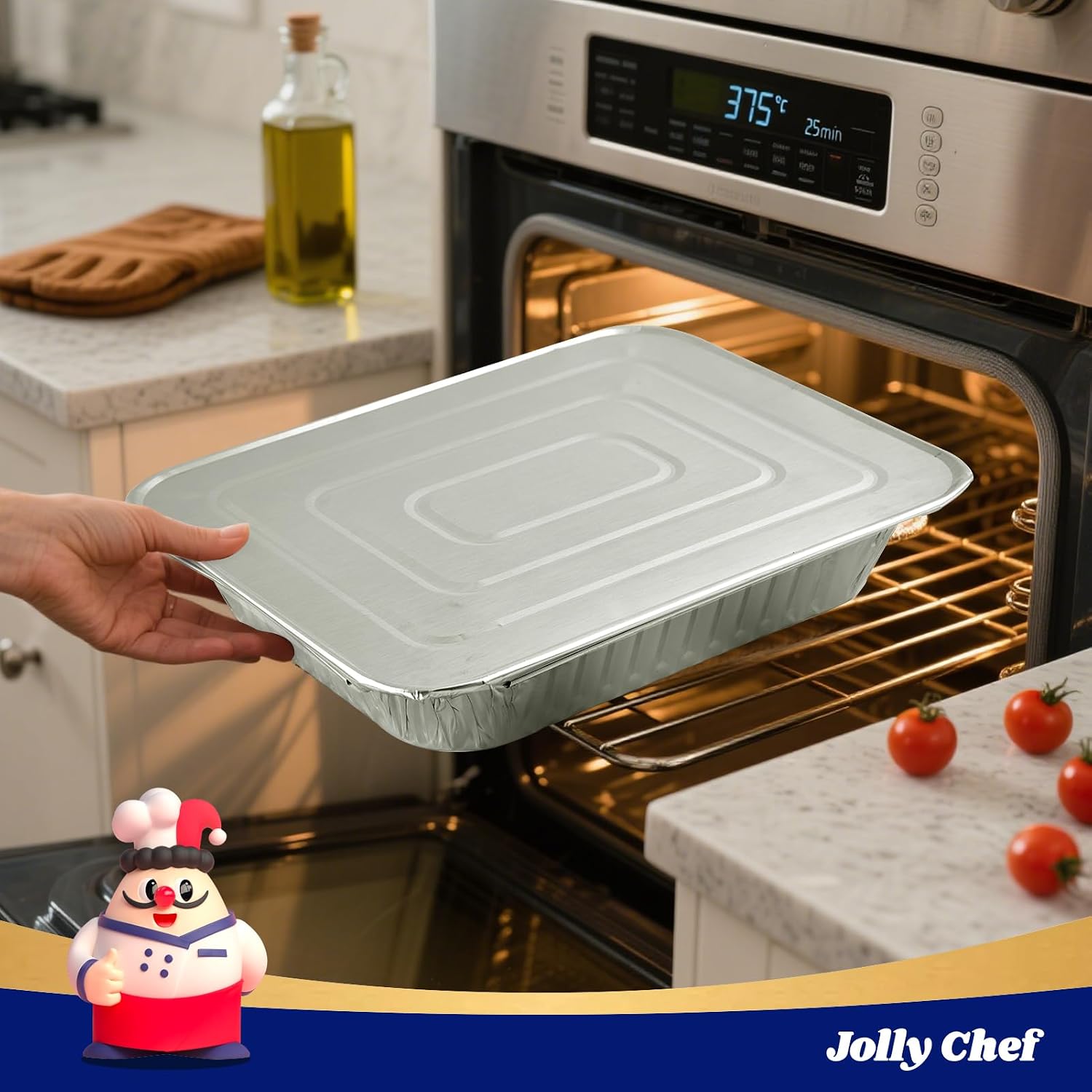 JOLLY CHEF Bandejas de aluminio de 9 x 13 con tapas (25 unidades) -...