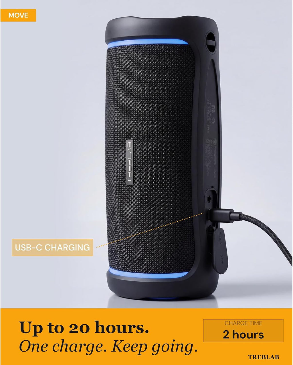 TREBLAB HD77 Altavoz Bluetooth impermeable, graves profundos de 30...
