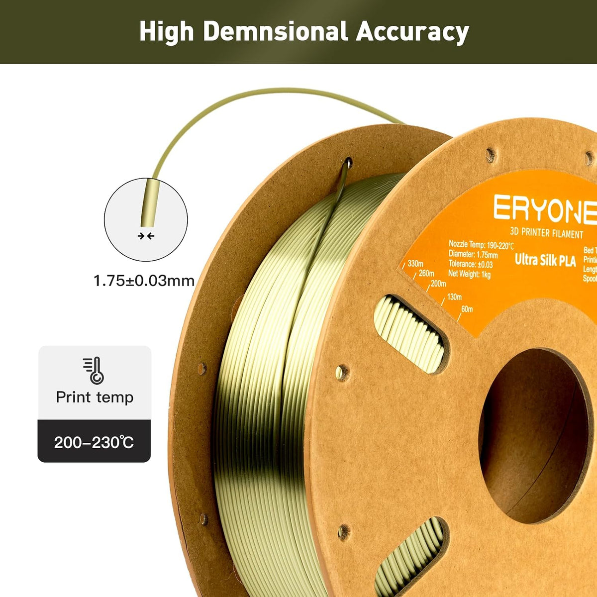 ERYONE Silk Filament PLA+ - Filamento de impresora 3D brillante mej...