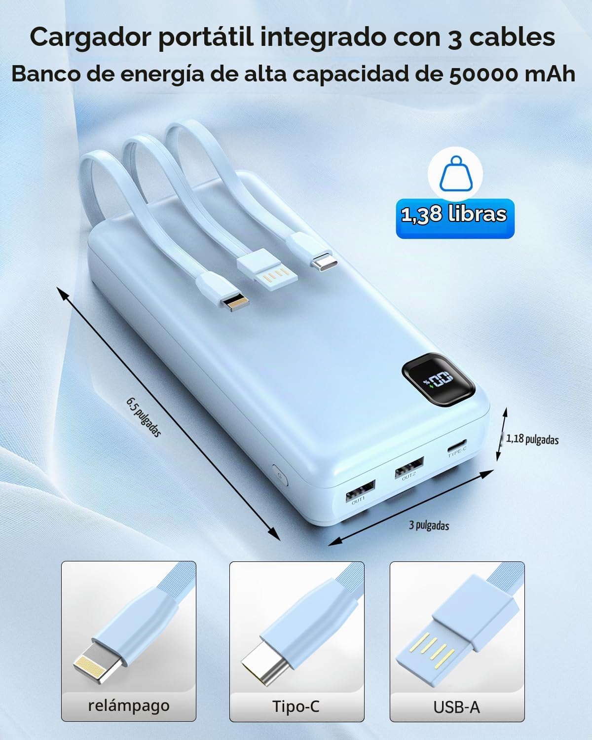 50000mAh 22.5W cargador portátil de carga rápida del banco del pode...