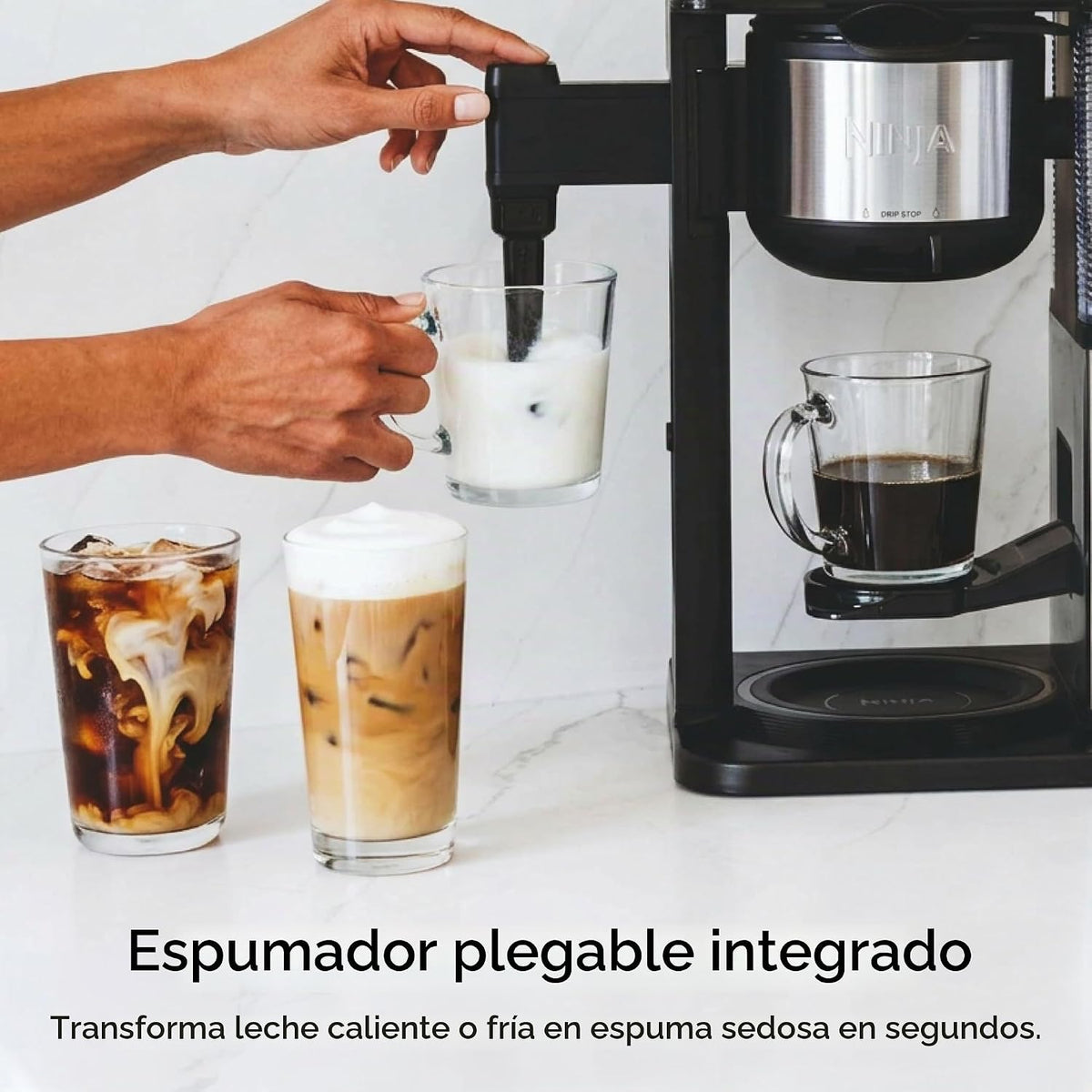 Cafetera Ninja, jarra de 10 tazas, espumador plegable, negro, CM401...